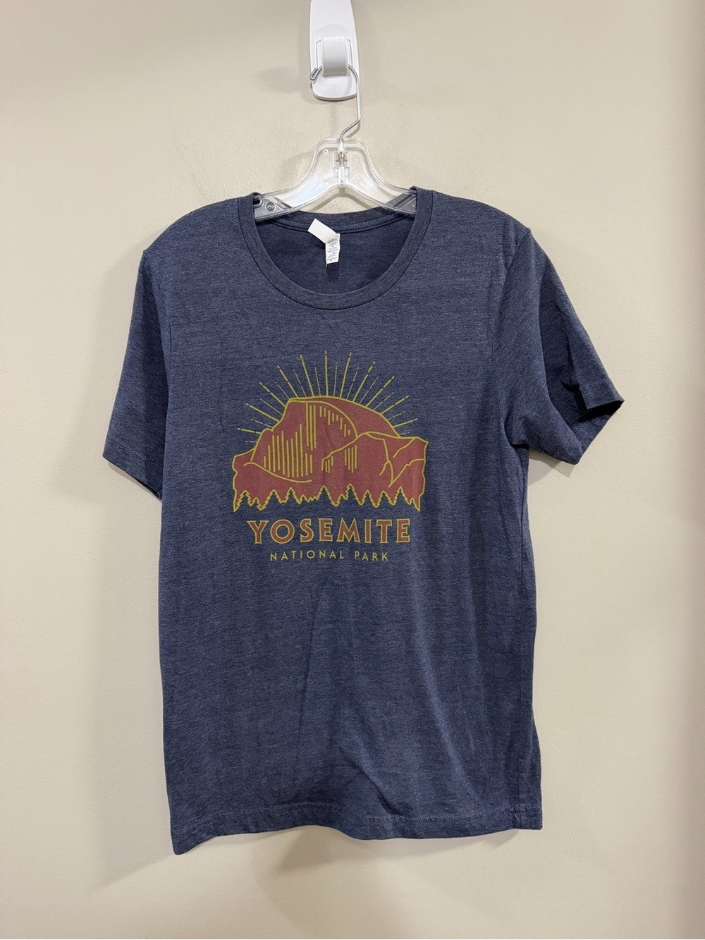 Yosemite National Park Graphic Tee - Navy with Rust & Gold Print. Size M
